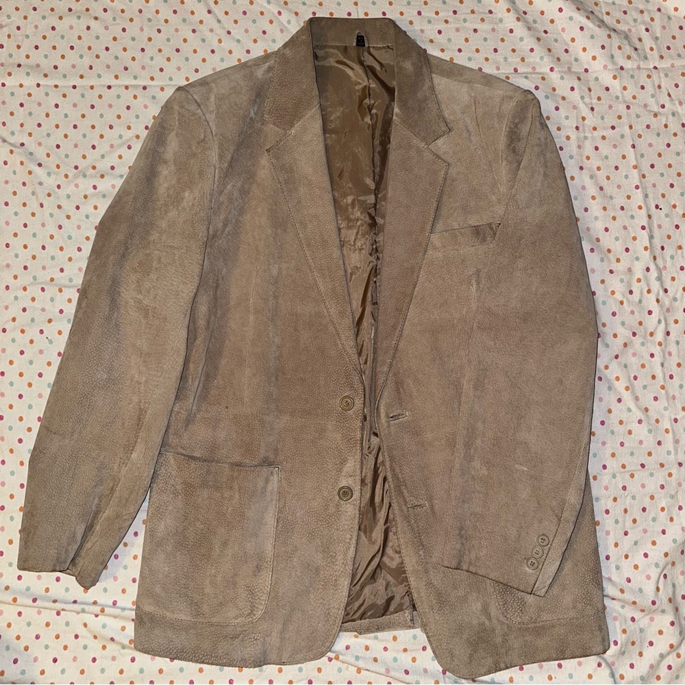 Cooper Men’s Leather Blazer Sport Coat - Size 44 Tan Suede Classic
